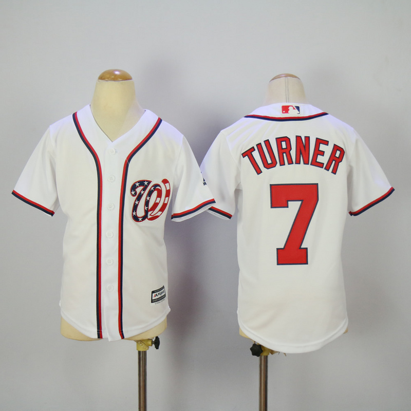 Youth 2017 MLB Washington Nationals #7 Turner White Jerseys